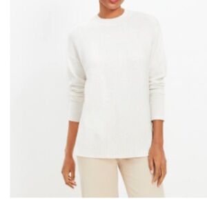 NWT, Loft Whisper White Crewneck Drop Shoulder Sweater!